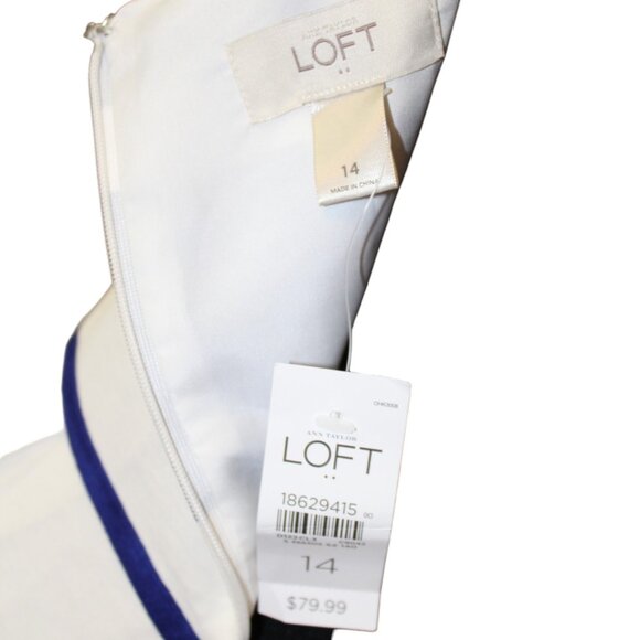 Ann Taylor Dress LOFT Nautical Blue Stripe Summer Women’s Size 14 NWT's - Picture 13 of 16